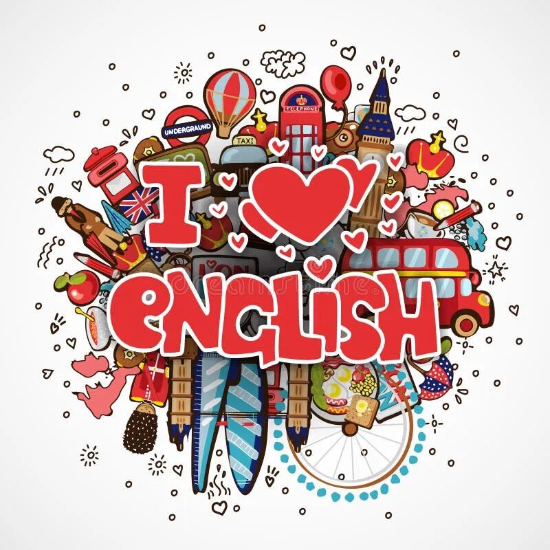 I love english language. Я люблю английский. векторные иллюстрации английский язык. i love english надпись. плакат я люблю английский.