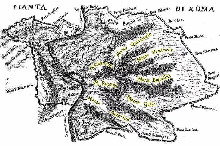На 7ми холмах. Карта холмов Рима. Город на семи холмах Рим. Семь холмов Рима на карте. Карта древнего Рима на 7 холмах.