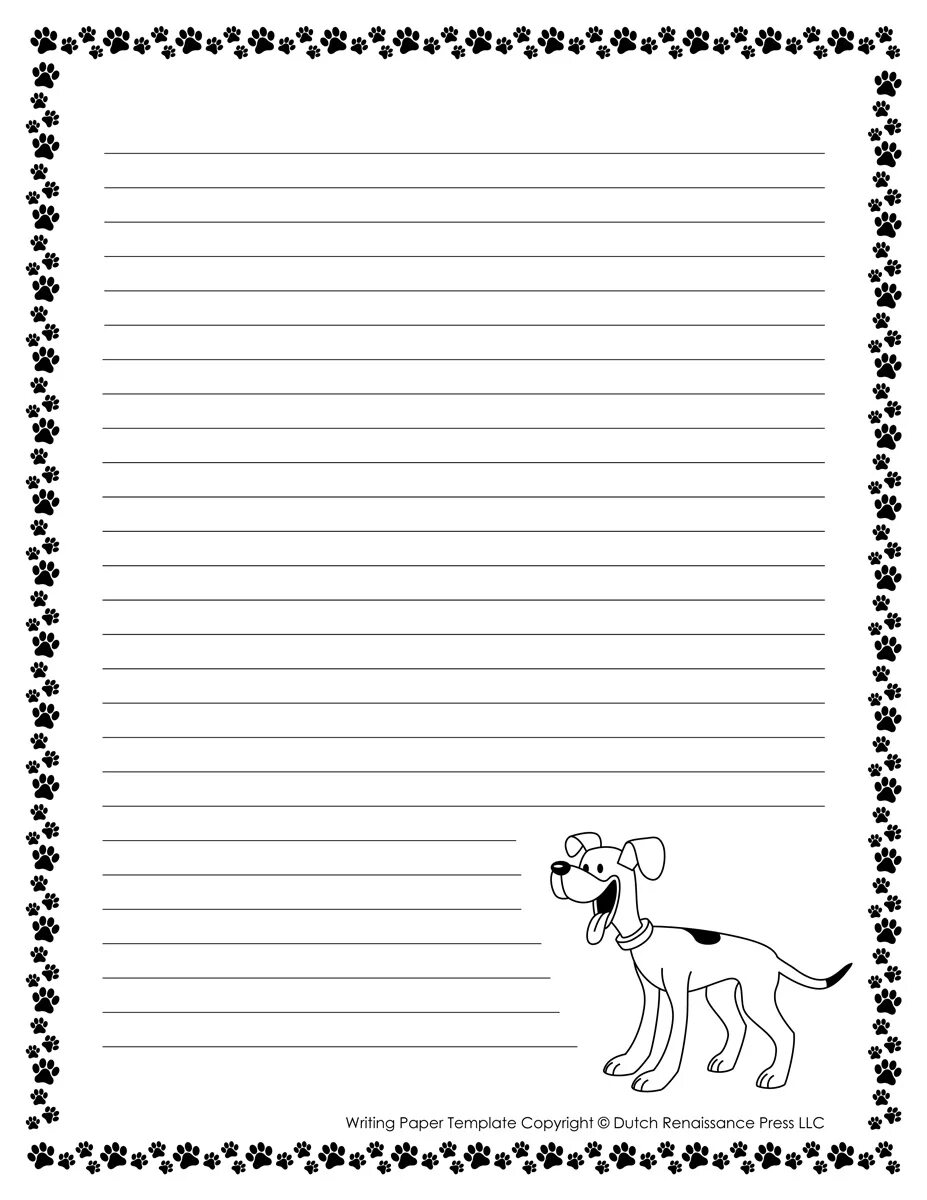 Write the dog. Writing paper. dog handwriting.