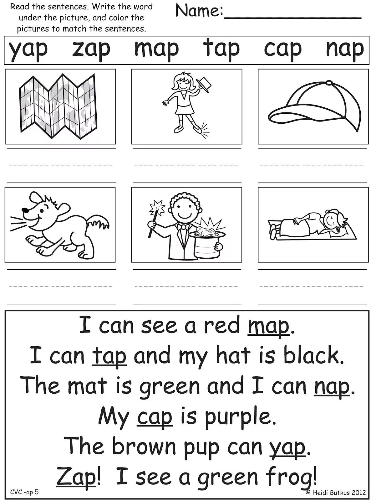Practice reading sentences