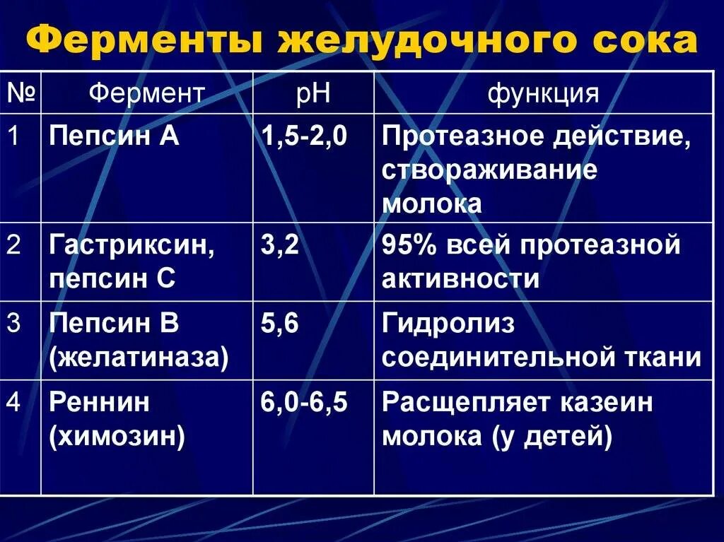 Активность фермента желудка