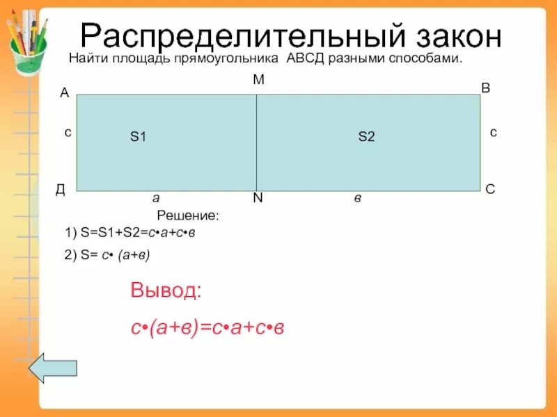 Сумма площадей двух прямоугольников