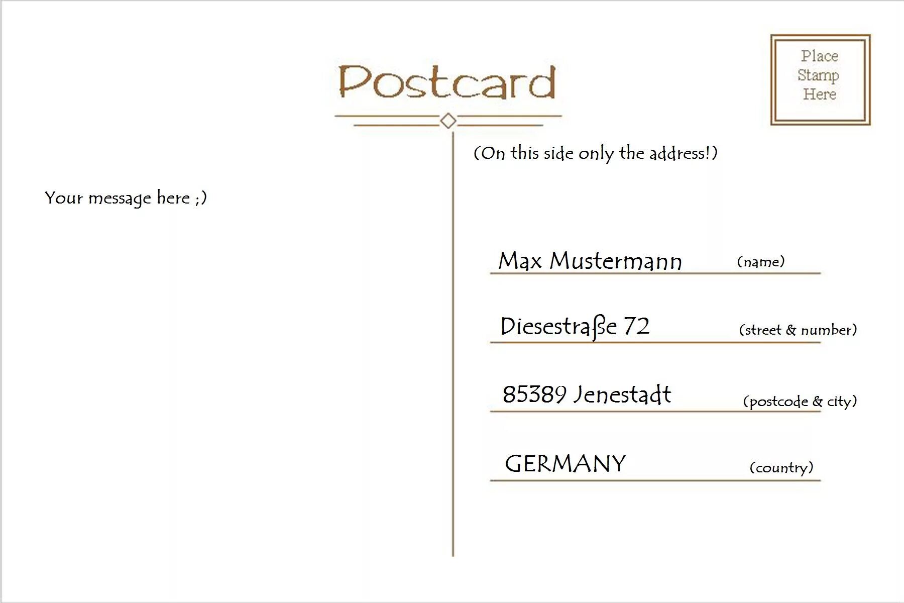 Post Card address. How to address a Postcard. How to write a Postcard. Sign Postcards. Post address