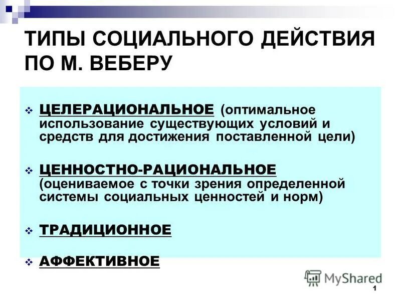 Идеальные типы м вебера