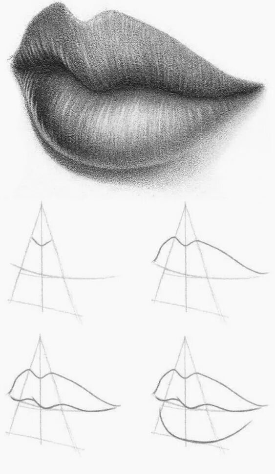 Карандаш для губ. Губы карандашом для начинающих. Губы карандашом поэтапно. Поэтапное рисование губ.