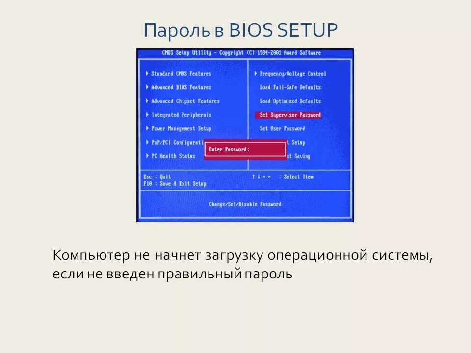 Пароль через биос