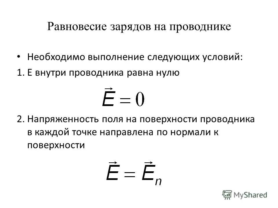 Внутри проводника при равновесии зарядов