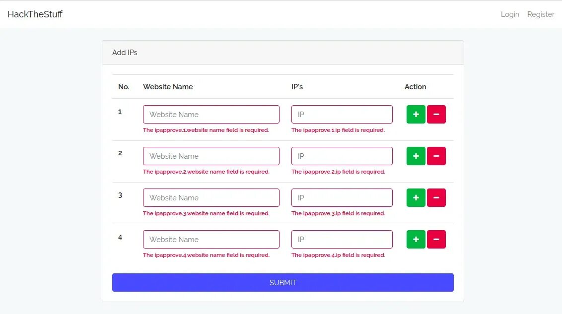 JQUERY add remove div. Live add input Table using Laravel. Add input Group. Protected function Validator(array $data) Laravel Return Route. Exist fields