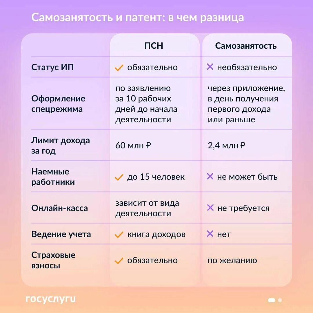 Статус самозанятого плюсы