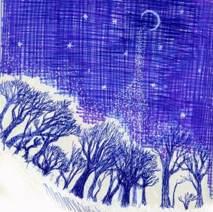 Как нарисовать идущий снег. Рисование вьюги. рисование снегопад. композиция на тему метель. рисование метель.