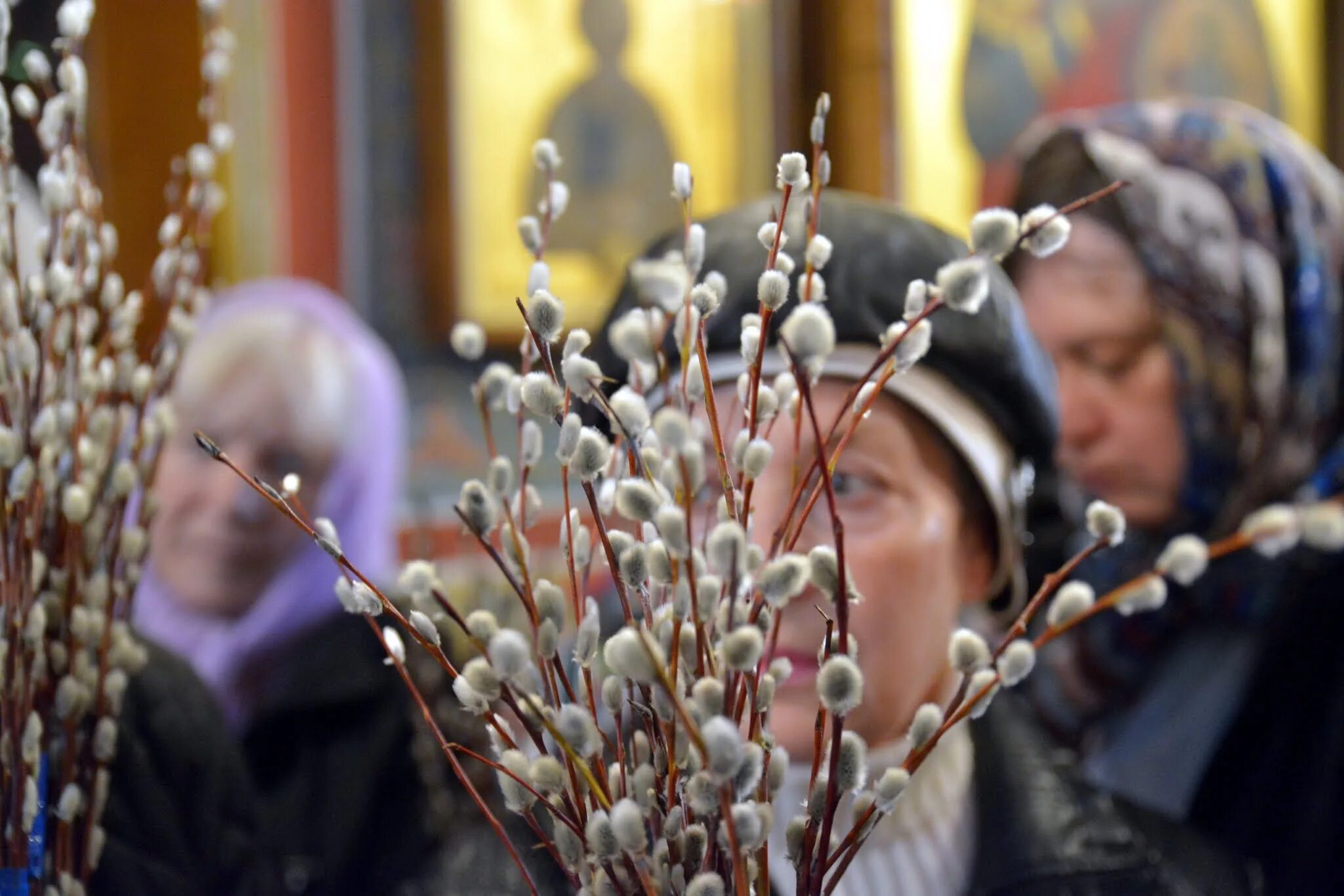 Воскресенье перед вербным. Верба Православие. Люди с вербами в храме. Верба храм.