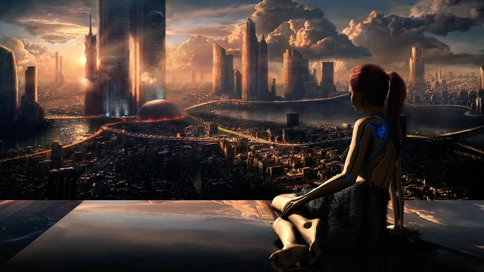Стоящее будущее. Фантастический город. Пейзаж будущего. Девушка в городе будущего. Фантастические пейзажи будущего.