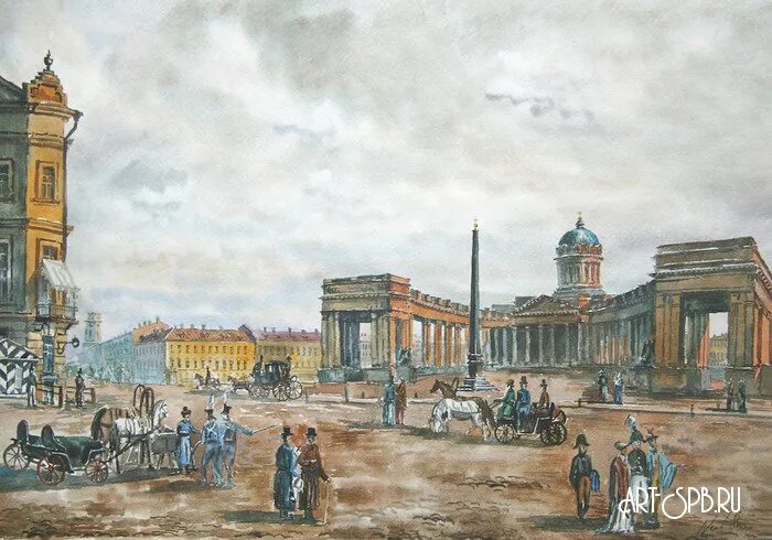 Петербург 1800 годы. Бенджамин Паттерсон вид Казанского собора.