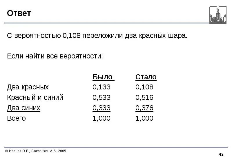 Сумма и произведение вероятностей.