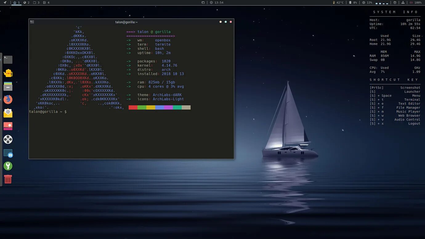 Light manager linux. Archlinux скриншоты. openbox archlinux. openbox графическая оболочка. archlinux рабочий стол openbox.