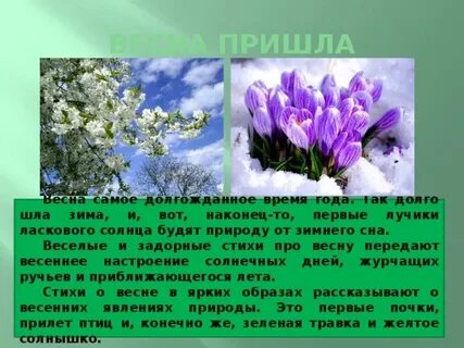 Проект 3 класс чтение время года