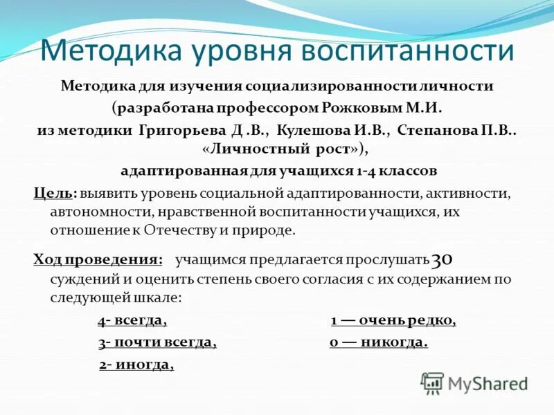 Методика изучения социализированности