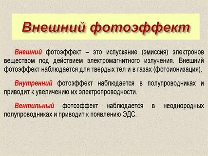 Определение внутреннего фотоэффекта