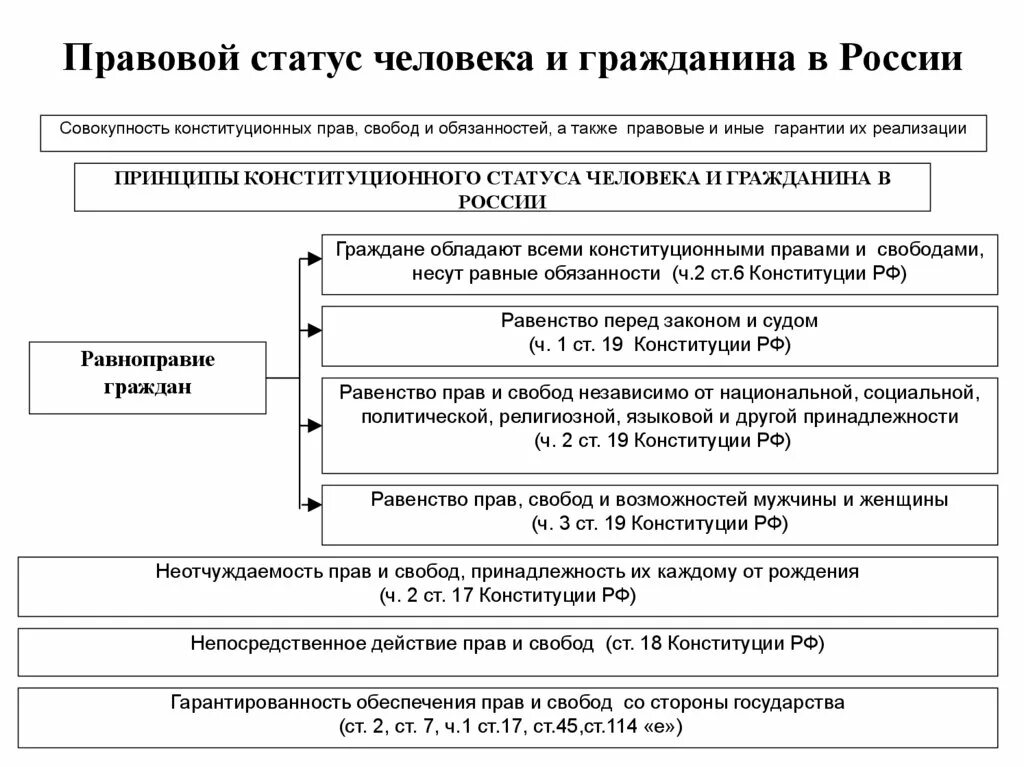 Конституционное положение человека и гражданина в РФ. Принципы правового статуса человека и гражданина Конституция. Конституционный статус правовой статус правовое положение.