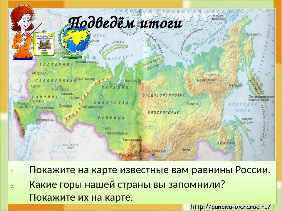 Карта равнины и горы России 4 класс окружающий мир. Физическая карта России 4 класс окружающий мир равнины. Равнины России на карте. Название равнин на карте.