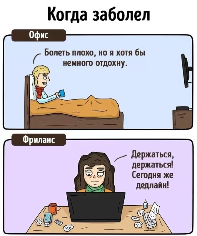 Заболел в рабочий день. Шутки про офис. Удаленная работа приколы. Приколы про удаленную работу. Юмор про офисных работников.