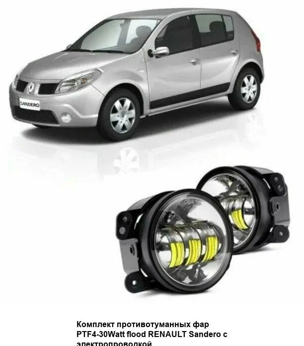 ПТФ Рено Сандеро 1. Противотуманные фары Рено Сандеро 1. Фары led для Renault Sandero 1. ПТФ Рено Сандеро степвей 2.