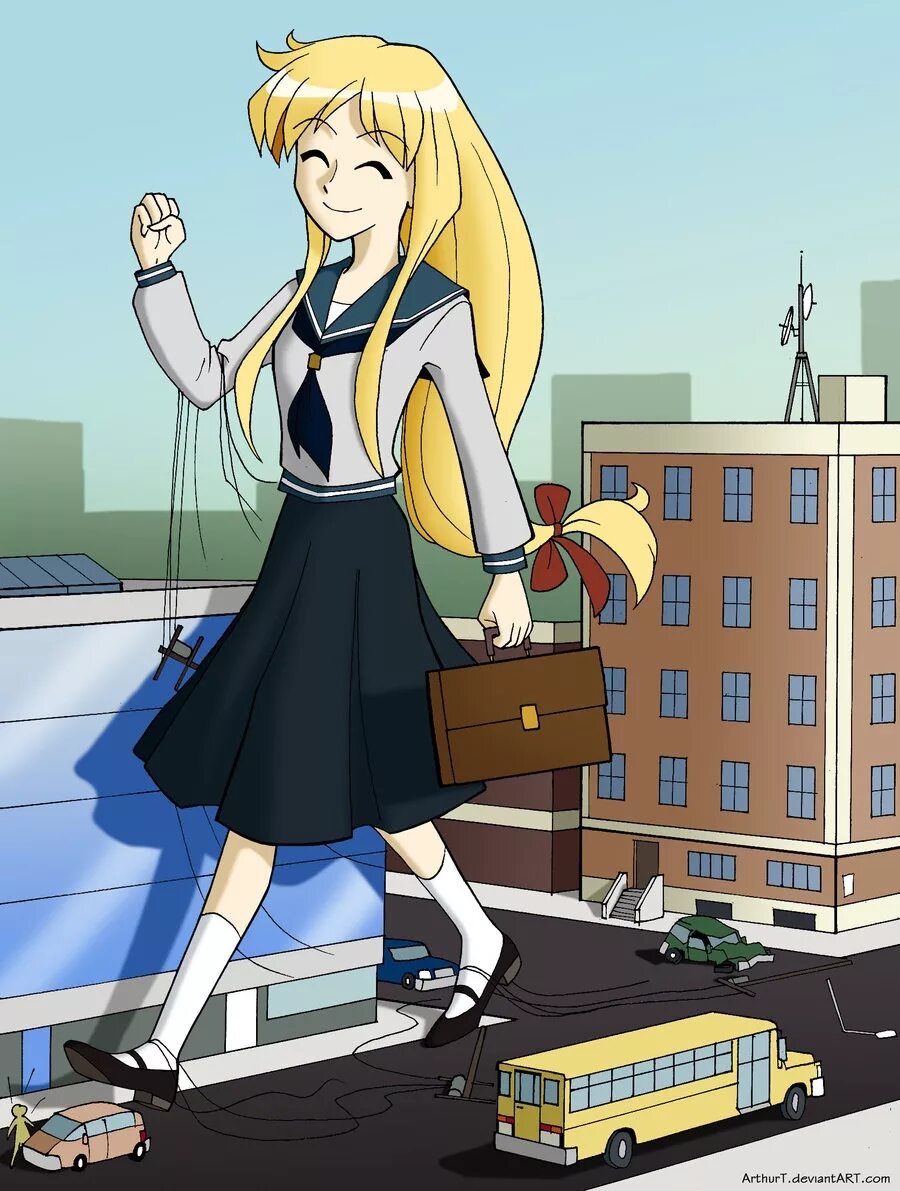 Growing science. Великанша аниме. Giantess школа. Великанша в школе. Аниме giantess growth.