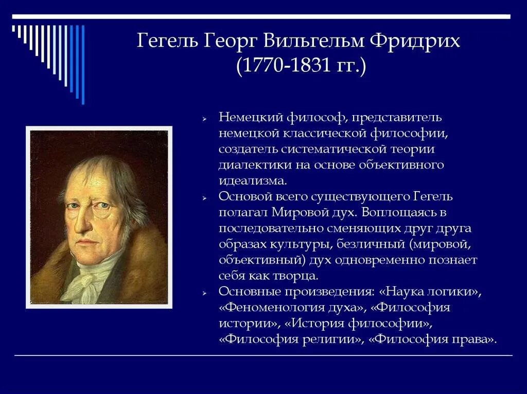 Идеи немецкой философии. Георг Гегель (1770–1831).