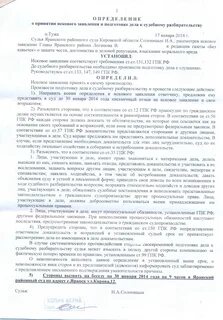 Определение о принятии документов