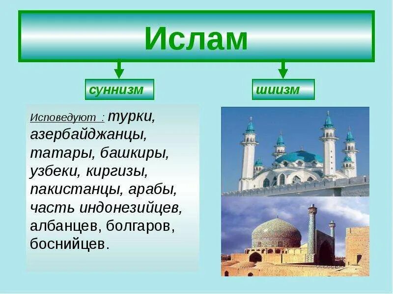 Народы россии мусульмане. Суннизм и шиизм.