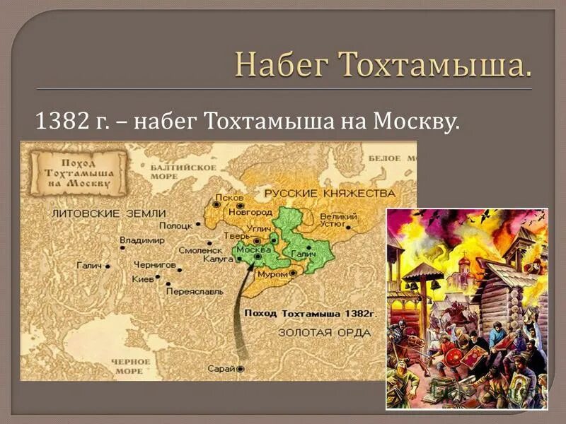 Набег ордынцев на русь. 1382 Поход хана Тохтамыша на Москву. Набег хана Тохтамыша на Москву в 1382 году карта. 1382 Г. - поход Тохтамыша на Москву. 1382 Г. — разорение Москвы Ханом Тохтамышем.