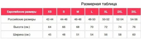 Размерная сетка s m l
