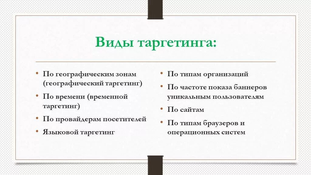Типы таргетингов