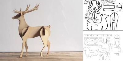 объемный олень из картона шаблоны