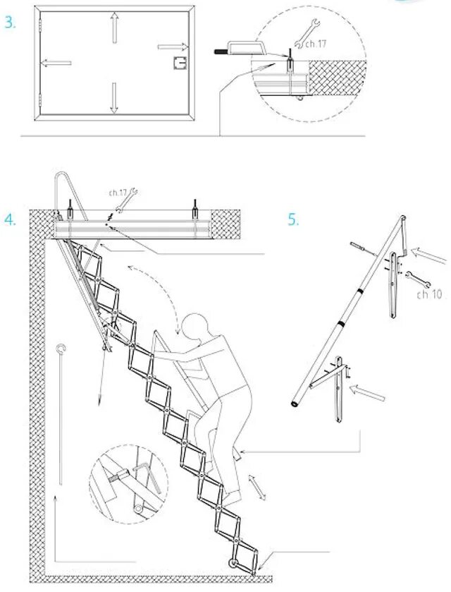 Складная чердачная лестница с люком Rigida - Scale Decor