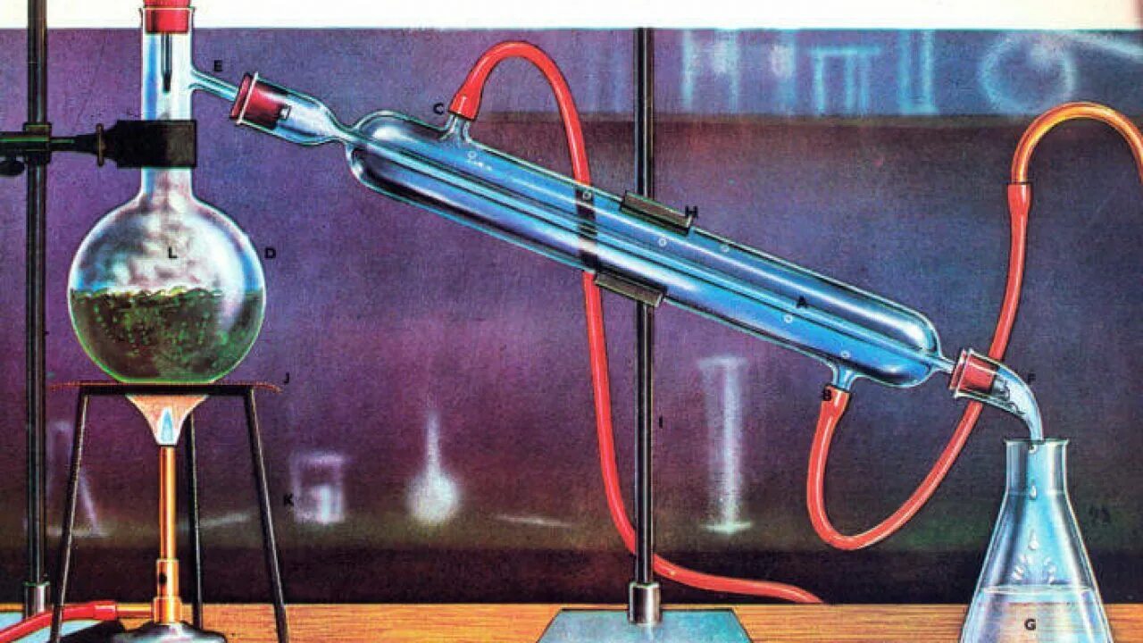 Перегонный аппарат лабораторный. Прибор для перегонки жидкостей. Колба лабораторная для перегонки. Прибор для отгонки растворителей. Дистиллированная вода опыты