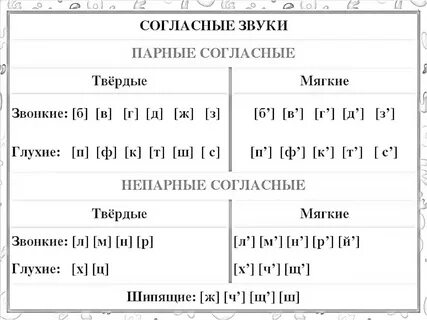 Раскраска Согласные звуки. Парные согласные: твёрдые (звонкие: б в г д ж з, глух
