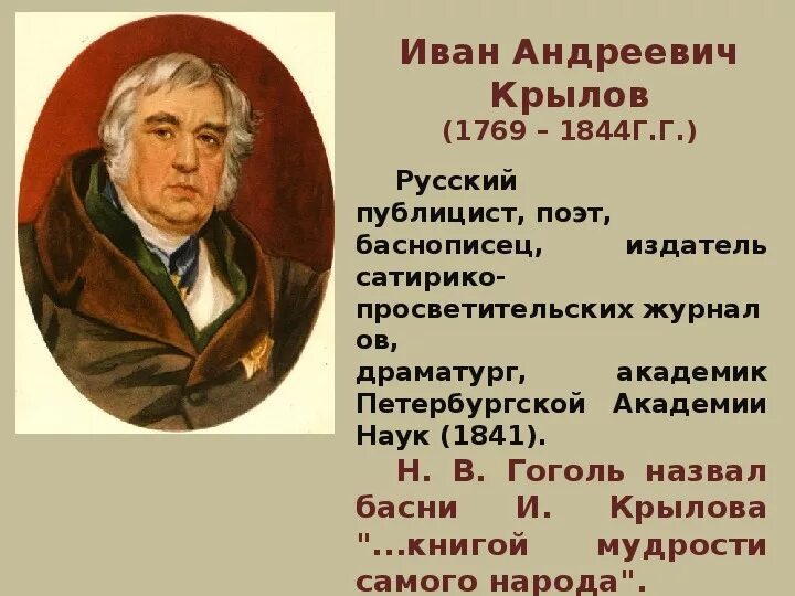 В каком году была написана басня. В каком году была написана басня