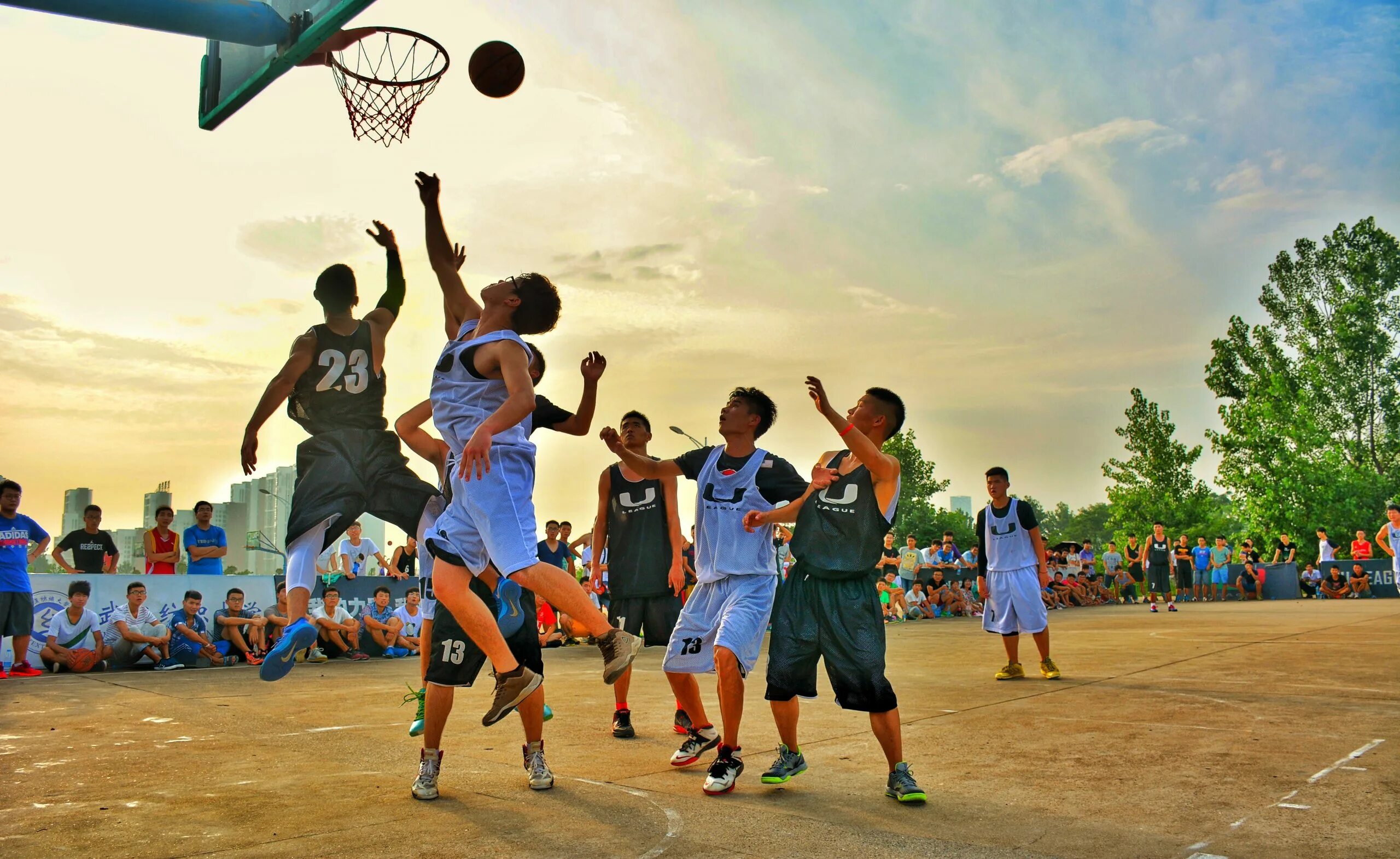 C playing basketball