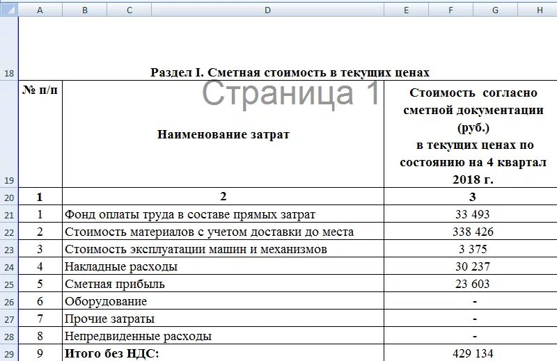 Определение стоимости сметных услуг