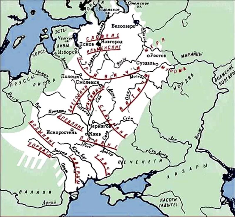 Поляне древляне григоричи. Расселение восточных западных и южных славян карта. Где жило племя славян. Карта расселения племен в древней руси. Карта расселения славян 9 век.