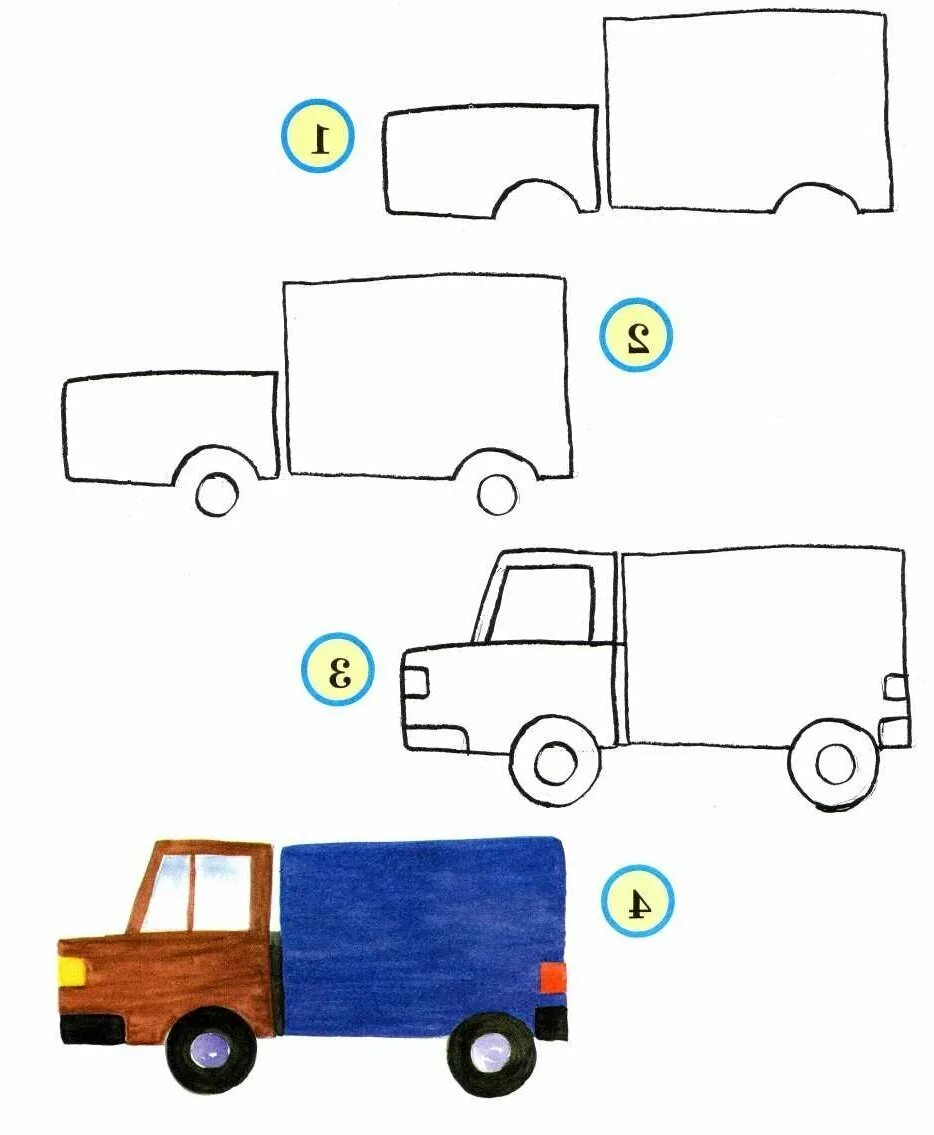 Схема рисования машины. Рисование грузовая машина в старшей группе. Поэтапное рисование автомобиля для детей. Машинка рисунок. Грузовик 3 класс