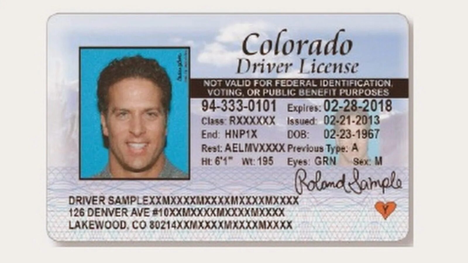 License is not valid. Colorado Driver License.