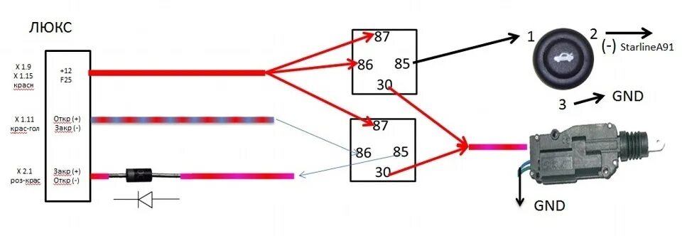 Как подключить хэтчбек. Схема открывания багажника Приора хэтчбек. Электропривод багажника Калина 1 с кнопки. Схема подключения кнопки открывания багажника Калина 2.