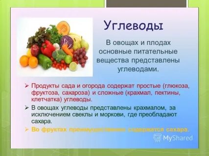 Источник углеводов овощи