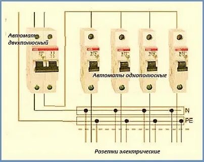 Подключение двухполюсного автомата