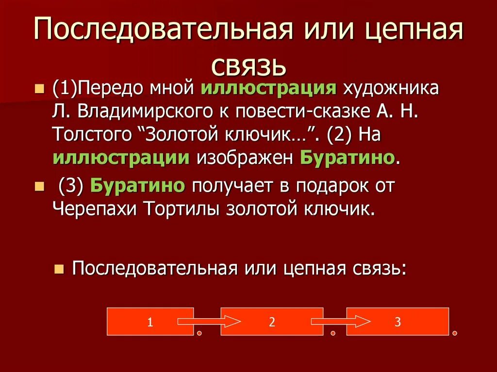 Цепная последовательная связь. Последовательная цепная связь предложений. Цепная и параллельная связь в тексте. Текст с цепной связью.