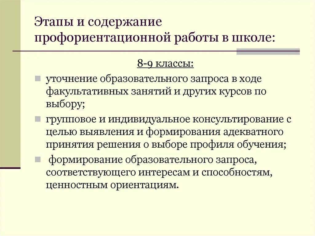 Профориентация 8 9 классы. Этапы и содержание профориентационной работы в школе. Этапы профориентационной работы в школе. Этапы содержание формы профориентационной работы. Этапы профессиональной ориентации.