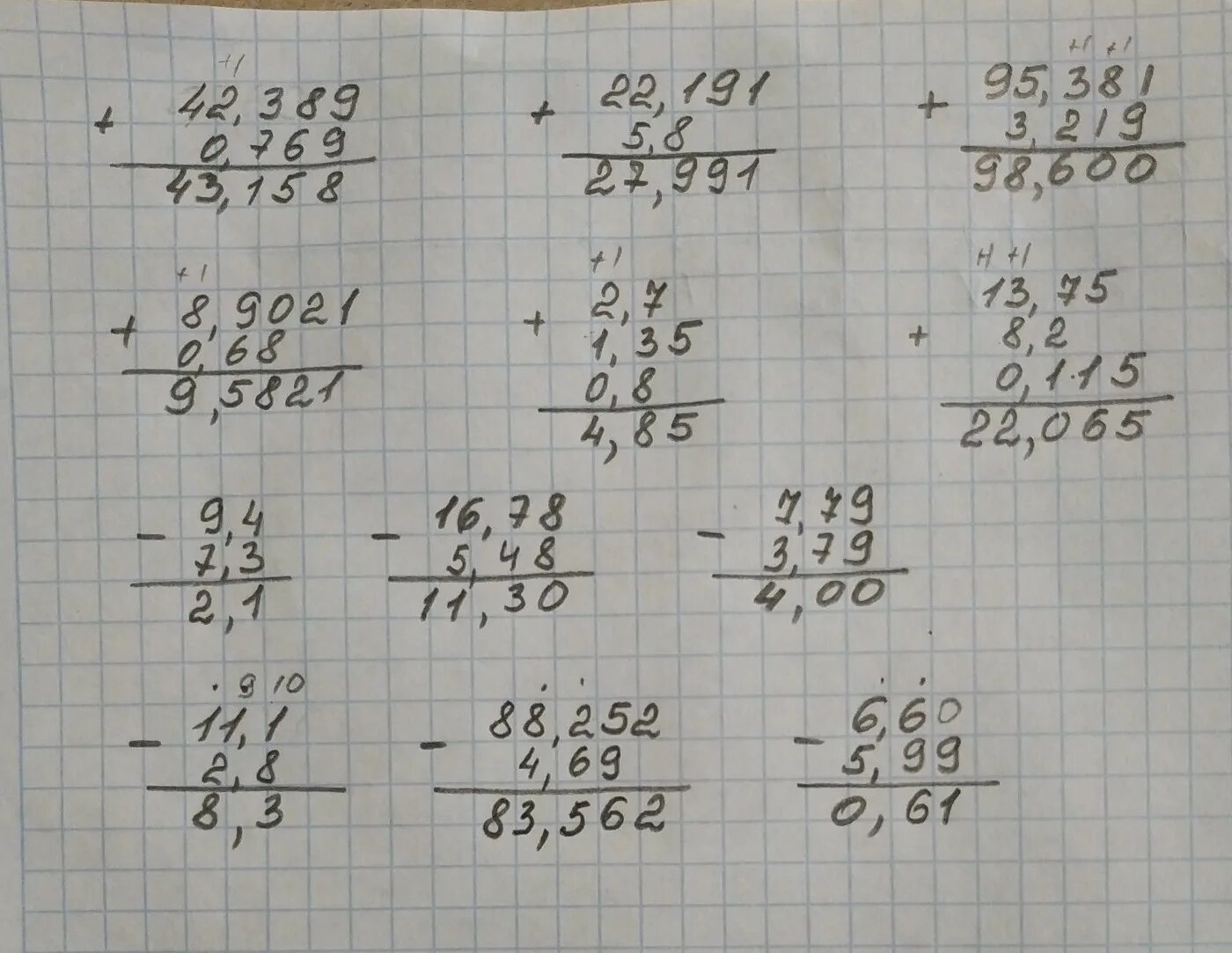Выполните сложение 0 769 +42.389 5.8+22.191 столбиком. Выполните сложение 0 769 +42.389 столбиком. (2,2 - 4,3):0,6 Решение столбиком. Выполните сложение 1-2/7=.