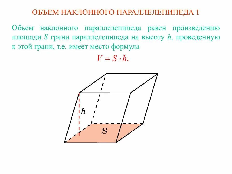 Площадь грани параллелепипеда формула. Площадь наклонного параллелепипеда. Диагональ параллелепипеда формула. Площадь поверхности прямоугольного параллелепипеда формула. Высота с боковым ребром наклонного параллелепипеда